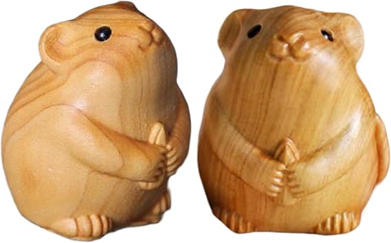 Mouse Figurine,2pcs Wood Centerpiece Mouse,Mouse Handmade Wood Figurine Field House Rat Pet Mice Miniature Critter Rodent Art Carved Small Animals Collectibl, Standard