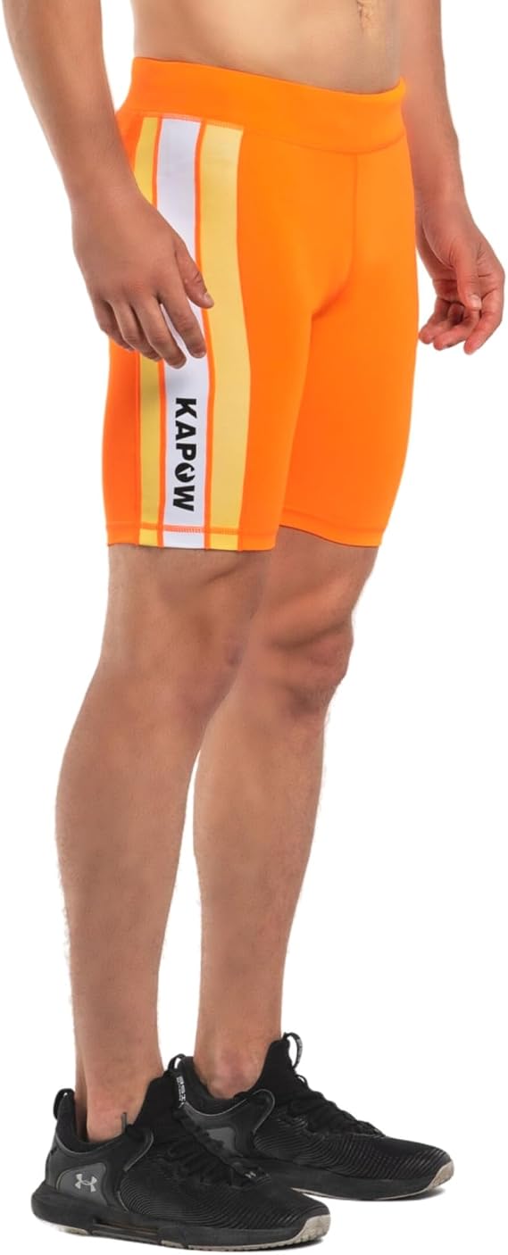 Kapow Meggings Men's Recycled Performance Compression Shorts with Pockets (Nitro, X-Large)