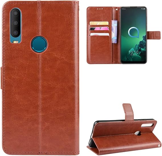 Case for Alcatel 3X 2019 Case Cover,Flip Leather Wallet Cover Case for Alcatel 3X 2019 5048A 5048U 5048I 5048Y Case Brown