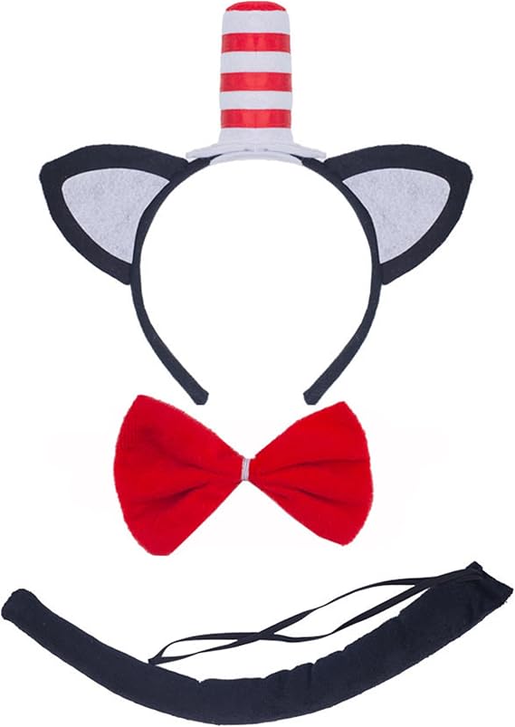 Kirei Sui Black Cat Ears Headband for Kids, 3-Piece Halloween Costume