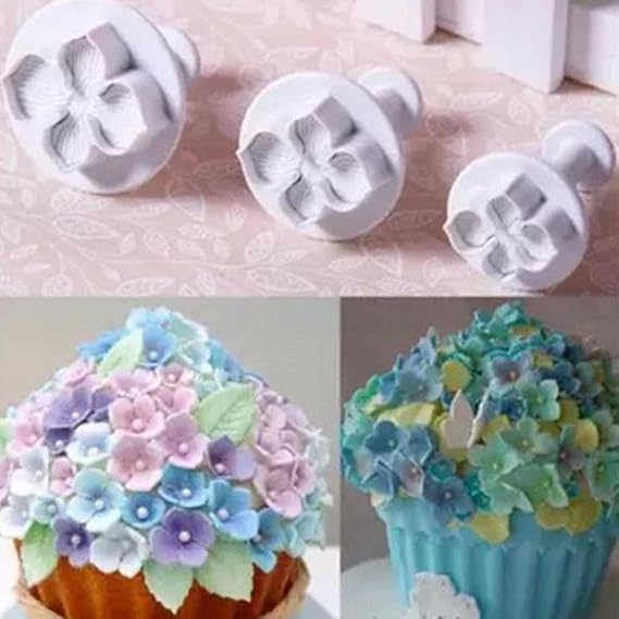 3pcs/Set Silicone Fondant Cake Plunger Cutter Sugarcraft Hydrangea Shape Decorating Mold DIY Tools