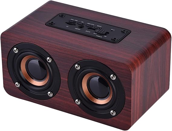 Zerone Wood Bluetooth Speaker, 6W Portable Wireless Speaker with AUX TF Card for Home Party Camping