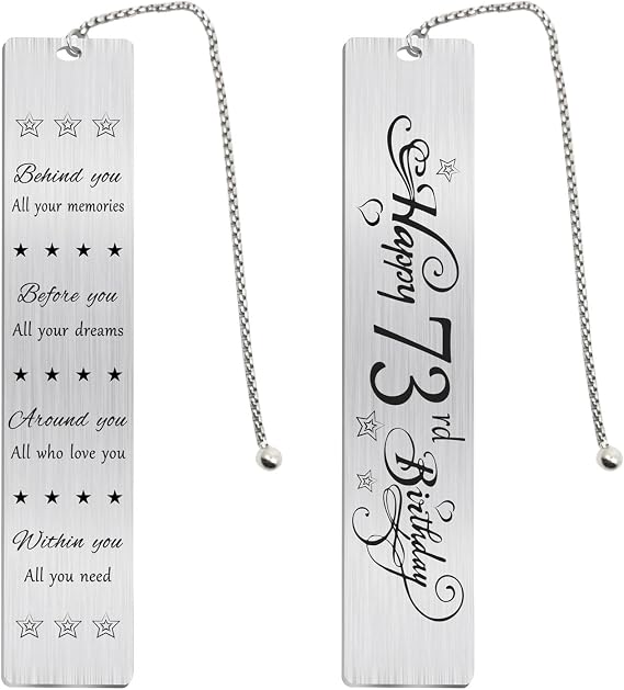 Jzxwan Happy 73rd Birthday Gifts for Women Men, 73 Year Old Birthday Bookmark, Female 73 Yr Old Bday Card Gift Ideas, 1952 Book Mark for Woman Man, 73rd Bday Decorations