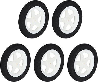 MECCANIXITY RC Airplane Wheels OD 2.5 xID 0.08,White RC Airplane Aircraft Sponge Wheels Replacement for DIY Model Plane Pack of 5