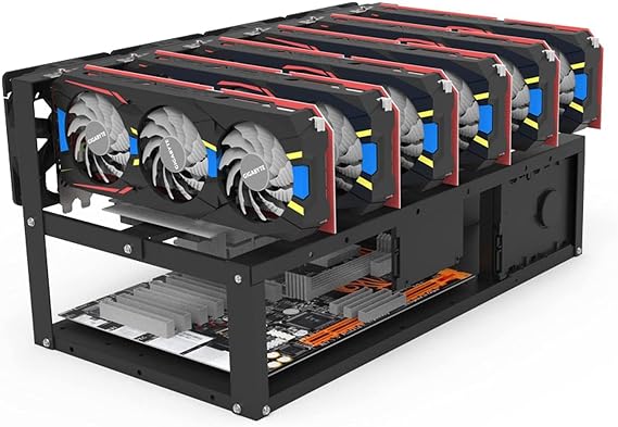 Open mining rig frame, 6 GPU mining frame, supports ATX motherboard direct plug, mining rig frame with ATX, for bitcoin mining by Tophacker