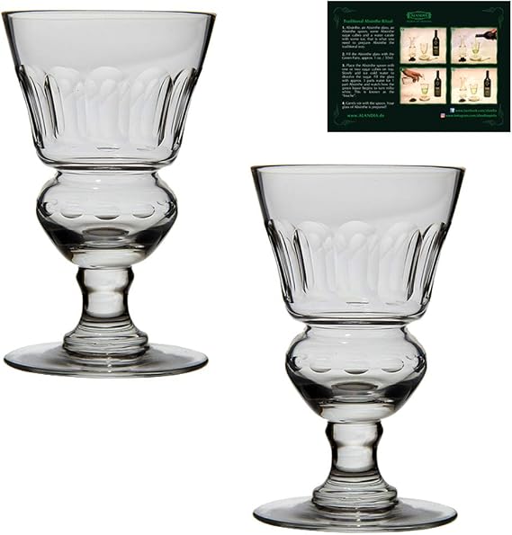 ALANDIA Original Absinthe Glass Set of 2 | With Reservoir | Mouthblown Glass (not pressed)