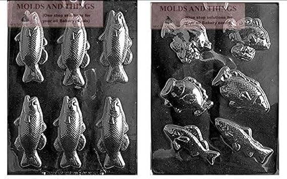Bass fish bars Fish Assortment marine nautical Chocolate Candy Mold With Copywrited Candy Making Instruction