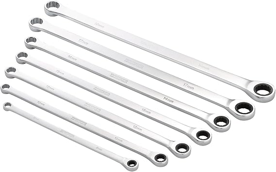 Draper Expert HI-TORQ 8 mm to 19 mm Combination Spanner Set | 7-Piece Chrome Vanadium Steel Hand Tools |Metric Manual Plated Tools | 27778