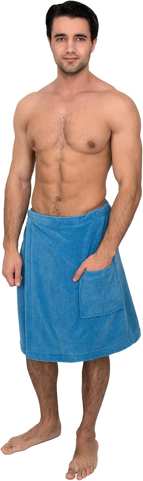 TowelSelections Men's Wrap Adjustable Cotton Fleece Shower Bath Gym Cover Up