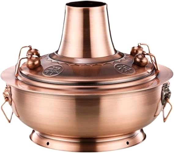 Copper hot Pot, Charcoal Hotpot Chinese Style Cooker Stainless Steel Hot Pot Hot Pot for Home Hot Pot Chinese Hot Pot,Copper-34cm(30cm)