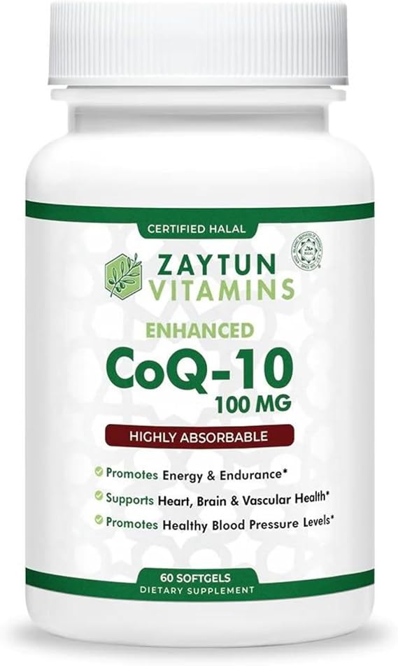 Zaytun Halal CoQ10 Highly Absorbable, One Per Day, Supports Heart Health Support and Energy Production, 60 Mini Softgels, Made in USA - Halal Vitamins