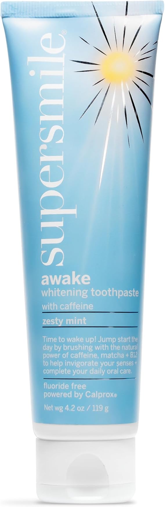 Supersmile Awake Zesty Mint Whitening Toothpaste, with Caffeine, 4.2 Oz | Fluoride-Free Calprox Formula, Whitens 5.5 Shades in 7 Days, Morning Energy Boost with Matcha + B12, Veneer Safe