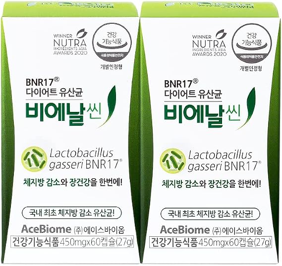 BNRThin Probiotic, Lactobacillus gasseri BNR17, 10 Billion CFU , Digestive Health, 60 Capsules x 2 Packs