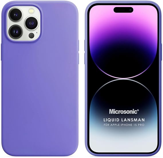 Microsonic Kılıf Apple iPhone 15 Pro için Liquid Lansman Silikon Lila [iPhone 15 Pro ile Uyumlu Kılıf - Lila]