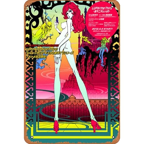 Poster Movie Metal Tin Sign Lupin the Third: A Woman Called Fujiko Mine Celebrity Poster Film and Television Poster Retro Gift Karaoke Man Cave Bars Cafes Decor Vintage Art Decorations Metal Signs8"x12"