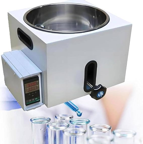 Digital Water Bath, Lab Constant Temperature Water Oil Bath, Stainless Steel Water Bath with Temperature Control Display, Lift Type Digital Heating Devices, for Medical Research and Biotechnology 2L
