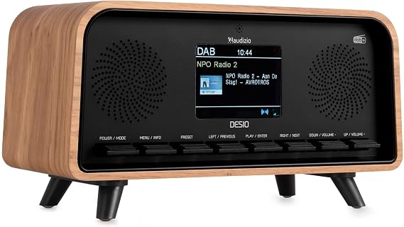 Audizio Desio Retro DAB+ Digital Radio with Bluetooth, FM, USB, 50 Presets, Stereo Speakers, Large 2.4-Inch Colour Display, Vintage Light Wood, Home Audio, Easy Controls