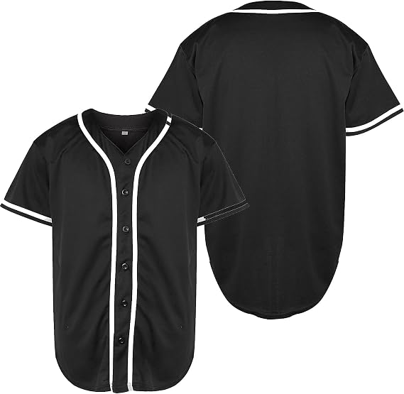 MESOSPERO Mens Button Down Shirts Short Sleeve Sports Uniforms Blank Baseball Jersey S-L