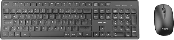 Philips SPT6318 Kablosuz Klavye ve Mouse Seti, Tam Boyutlu, Sağ ve Sol Elle Kullanıma Uygun Türkçe Q Klavye Mouse Seti Siyah
