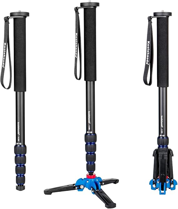Koolehaoda Extendable Camera Monopod with Foldable Stand Base | 5-Section Height 66" Aluminium Photography Monopod for DSLR Canon Nikon Sony Video Camcorder, Maximum Load of 5 kg
