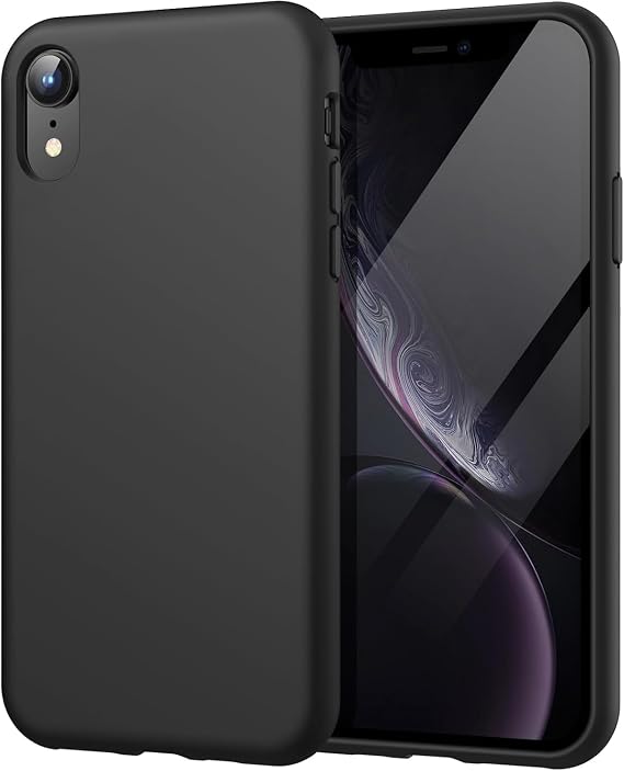 for iPhone XR ile uyumlu darbe emici esnek silikon siyah lansman cep telefonu kılıf (iPhone XR)