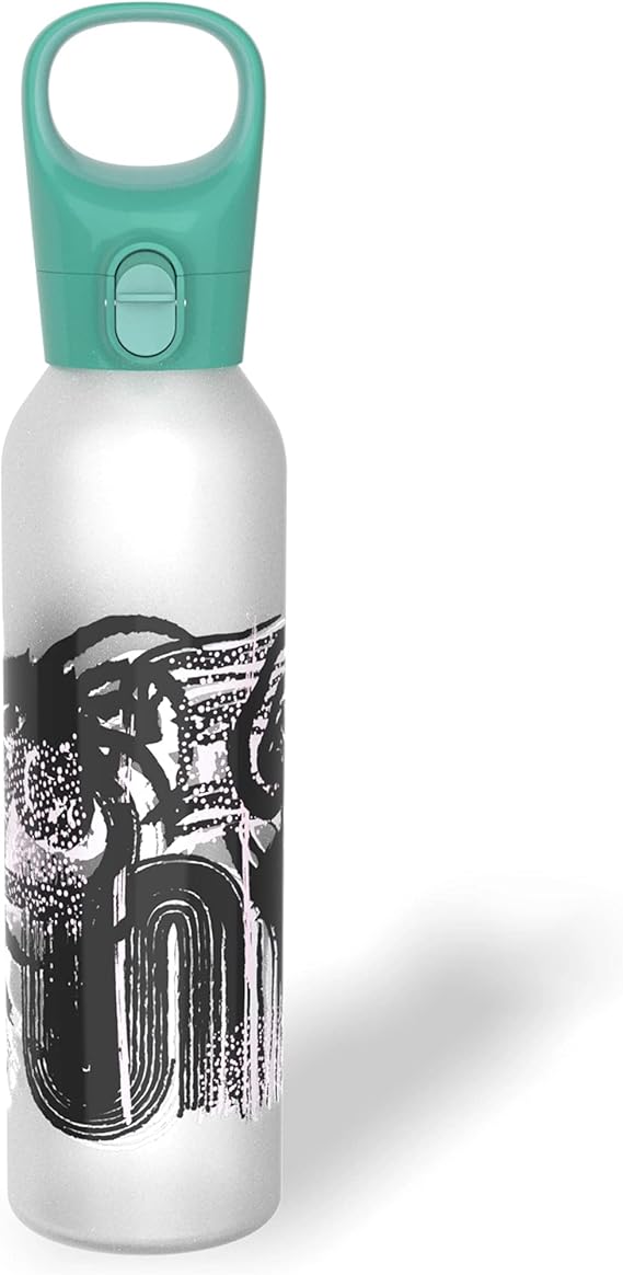 Pyrex 17.5-Oz Color Changing Glass Water Bottle with Silicone Coating, Leakproof and Textured Glass Reusable Water Bottle, Eco-Friendly, BPA-Free Silicone Coating, Textural Art
