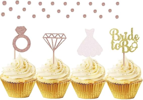 JeVenis 36 Pcs Bride to Be Cupcake Toppers Diamond Ring Cupcake Toppers