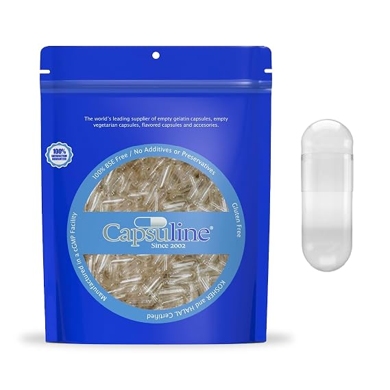 Capsuline, Size 00 Separated Capsules - 5,000 Count Clear Gelatin Empty Capsules Separated in Bags - Empty Capsules - Separated Empty 00 Capsules - Separated Pill Capsules Empty for DIY Supplement Filling