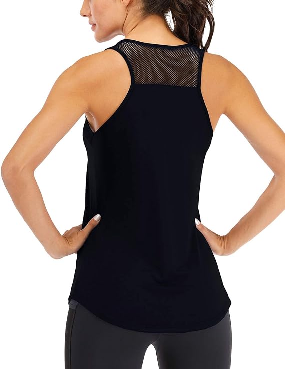 Fihapyli ICTIVE Workout Tank Tops for Women Breathable Mesh Racerback Muscle Tank Backless Running Shirts