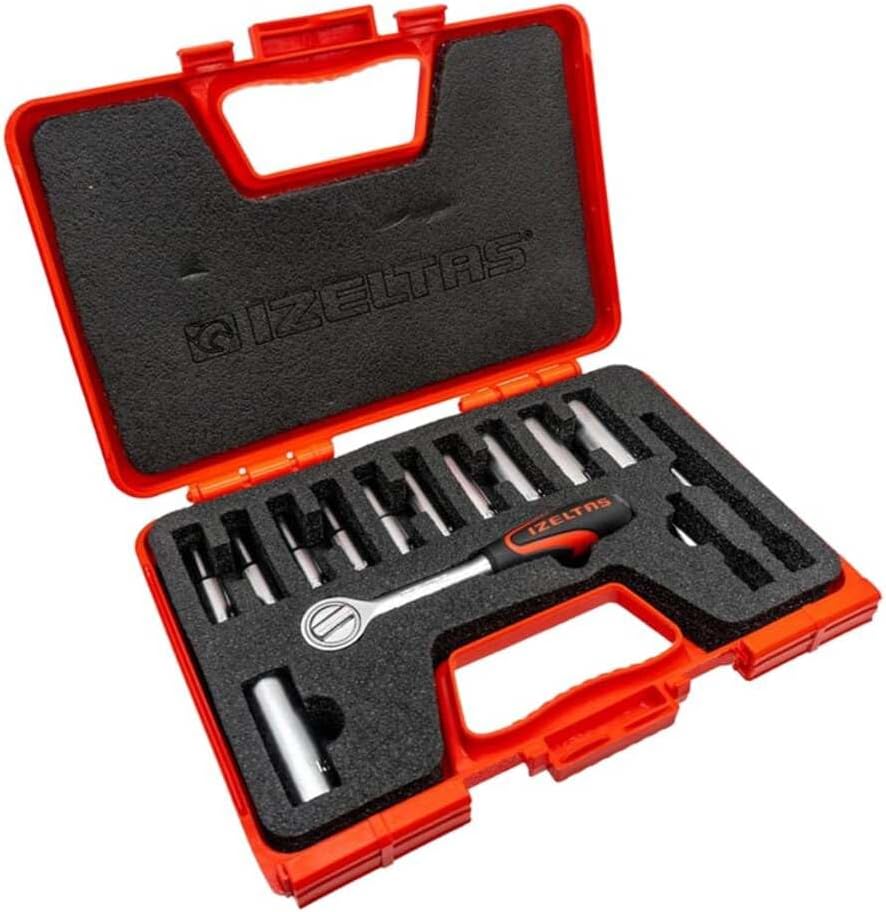 izeltas 1107006014 14Lü 14 Derin Lokma Takımı, Krom, 14 Parça Set