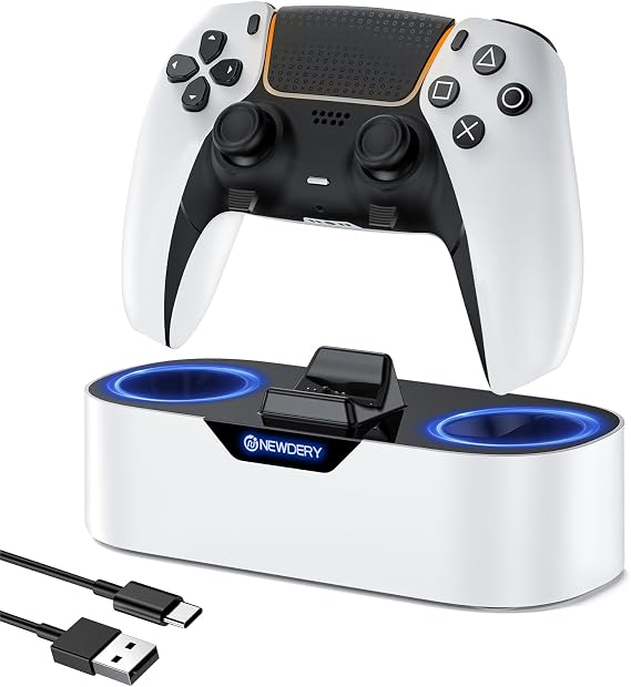 NEWDERY PS5 Controller Charging Station Quick Charging Station for PlayStation 5 Controller Single Controller Charging Stand as Replacement for PS5 Controller and PS5 Pro Controller