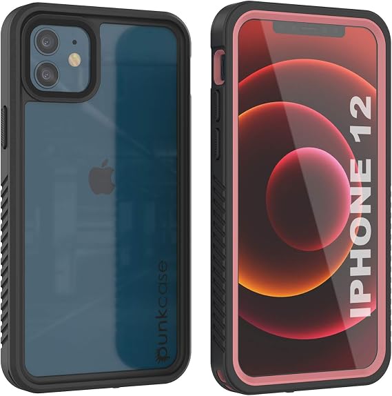 Punkcase Designed for iPhone 12 Waterproof Case [Extreme Series] [Slim Fit] [IP68 Certified] [Snowproof] Armor Cover W/Built in Screen Protector Compatible with iPhone 12 (2020) (6.1") (Pink)