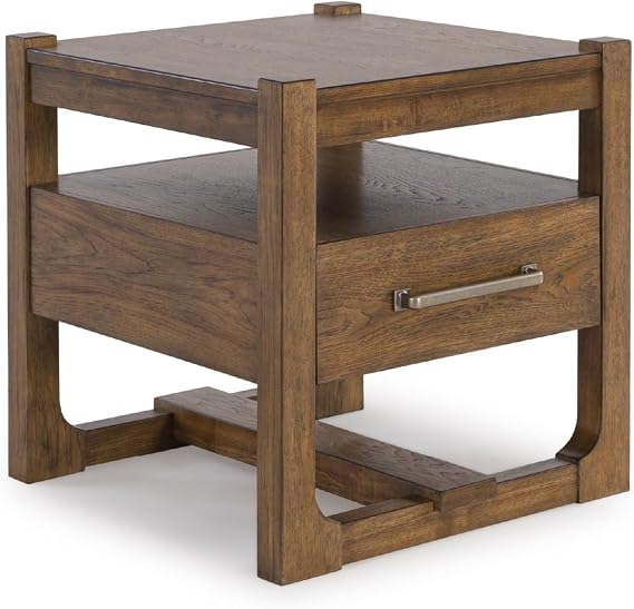 Signature Design by Ashley Cabalynn Casual End Table with 1 Drawer, Light Brown