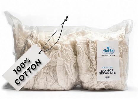 Fluffy 100% Raw Cotton Fiber 4 Pack, 4 lb Total (1 lb Each)