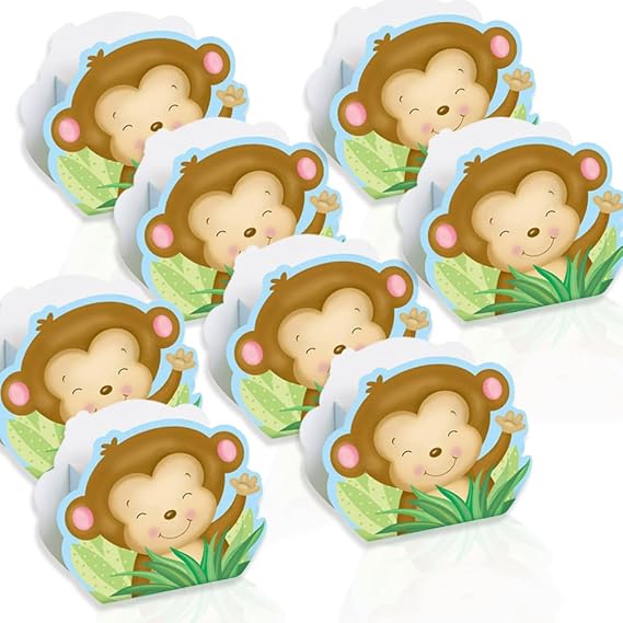 Boy Monkey Baby Shower Paper Favor Boxes | 4.5" X 3.75" | 8 Pcs