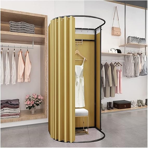 Fashion Changing Rooms Clothing Store Fitting Room Movable Temporary Locker Room Metal Track Dressing Room for Clothing Store Changing Room Bedroom Furniture