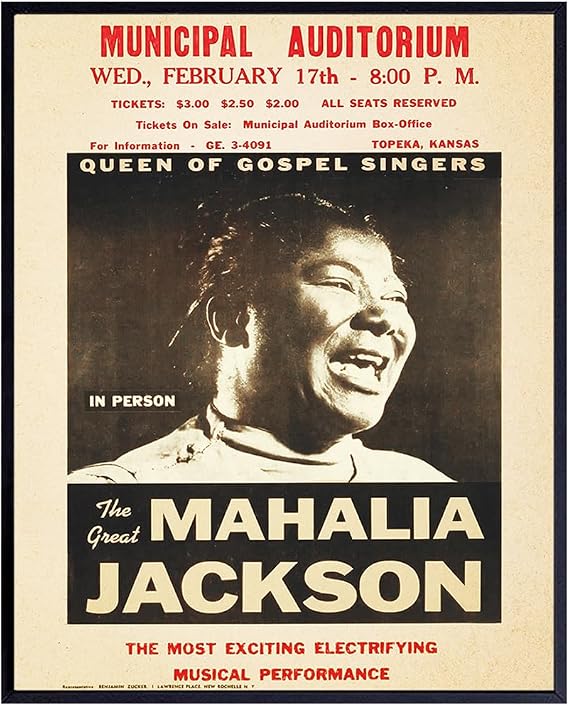 Mahalia Jackson Poster - Gospel Music - African American Wall Art - Black History - Black Culture - Famous African American Women Wall Decor - Afro Music - Vintage Concert Posters - Afro Art