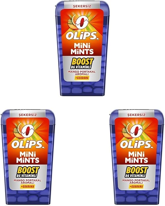 Olips Mini Mints Mango Portakal Aromalı Şekersiz Ferahlatıcı Şeker 12,5 gr 3lü paket