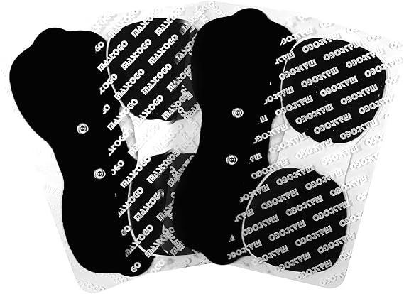4 Pcs 7.6" x 3.0" Tens Unit Electrode Pads 3.5mm Snap-on Connector (Black)