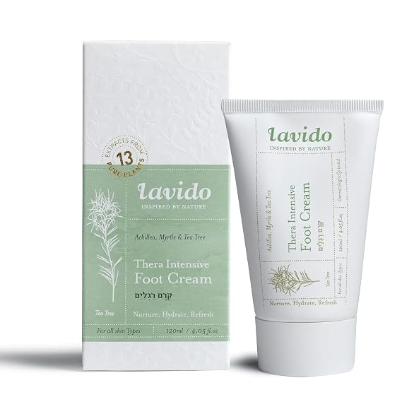 Lavido Thera Intensive Foot Cream for Dry Cracked Feet, Tea Tree, 4 oz