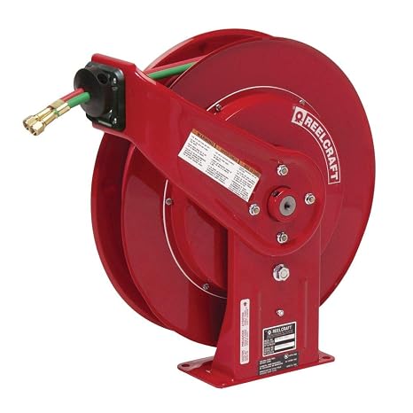 Reelcraft TW7460 OLPT Spring Retractable Gas Welding Hose Reel, 1/4" x 60', 200 Psi, Gas Weld T-Grade Hose Included