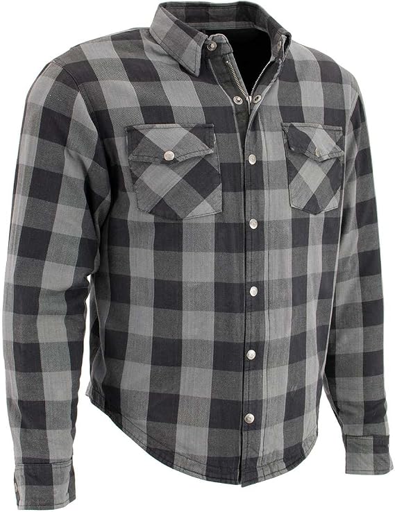 Milwaukee Leather Performance MPM1630 Men's Armored Checkered Flannel Shirt Aramid DuPont Fibers