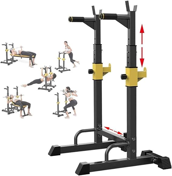 Adjustable Squat Rack Dipping Station Barbell Rack Weightlifting Barbell Stand,Multi-Function Power Rack Exercise Squat Stand 550 LBS Max Load Home Gym Strength Training