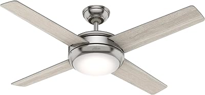 Hunter Fan Company, 50848, 52 inch Marconi Brushed Nickel Ceiling Fan with LED Light Kit and Wall Control