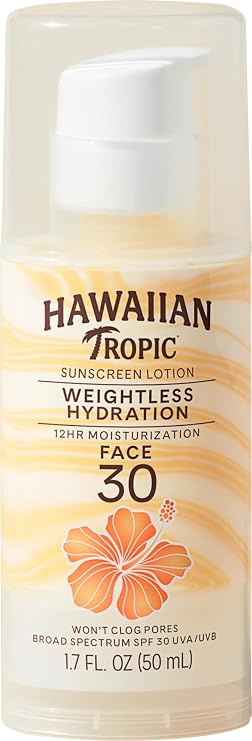 Hawaiian Tropic Weightless Hydration SPF 30 Face Sunscreen, 1.7 Fl Oz
