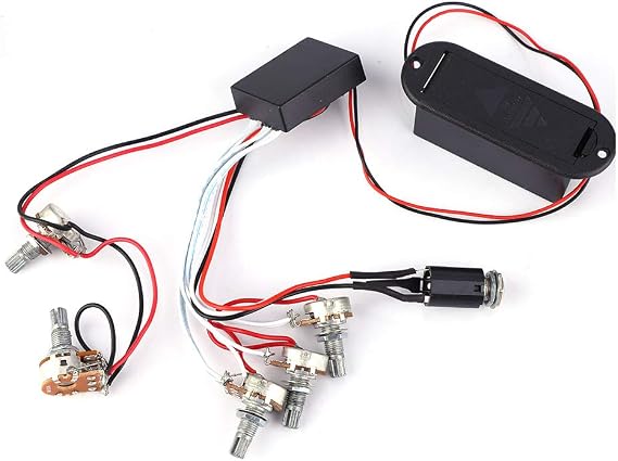 Bass Preamp, 3 Band Active Guitar EQ Equalizer Electric Bass Preamp Circuit Harness for Active Bass Guitar, OPPWONGku6dvs7pmc