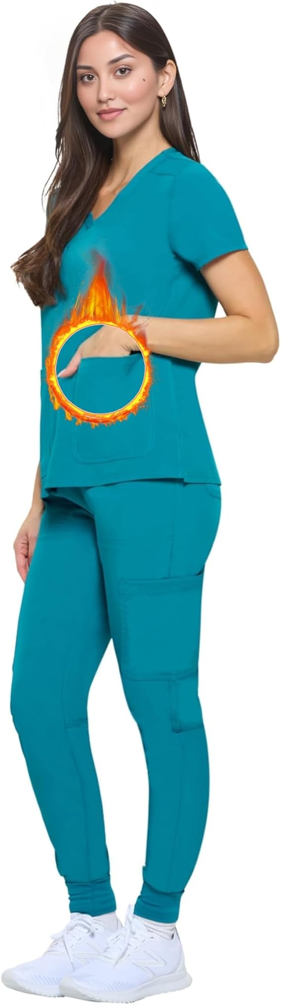 Women's Essential Scrub Set Cool Stretch Jogger Scrub Top and Pant Nursing Uniform Clearance Workwear