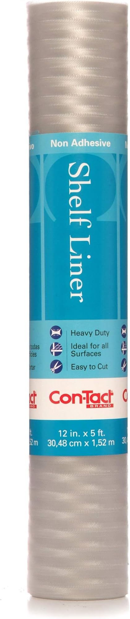 Con-Tact Brand Shelf Liner, Elegant and Textured Drawer Liner, Non-Adhesive and Durable Liner, 12" x 5', Clear Herringbone
