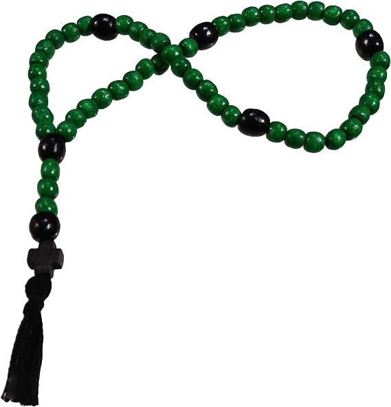 Prayer Christian Orthodox Komboskoini Wooden Chotki 50 Knots Wood Cross Green