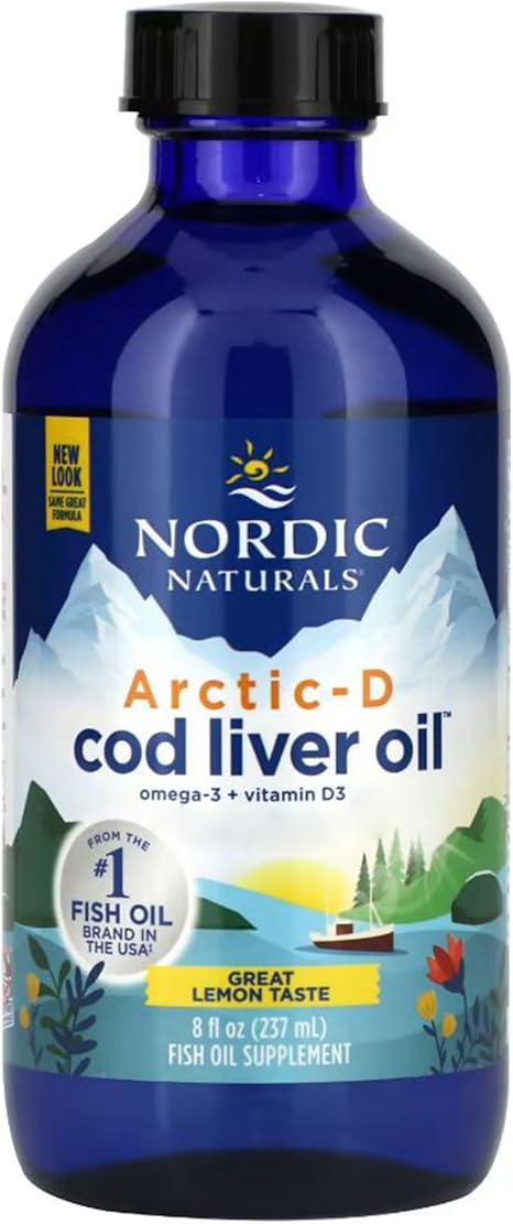 Nordic Naturals Arctic-D Cod Liver Oil 237 ml 1060 mg Fish Oils per Dose Tasteless Gluten Free Soy Free GMO Free